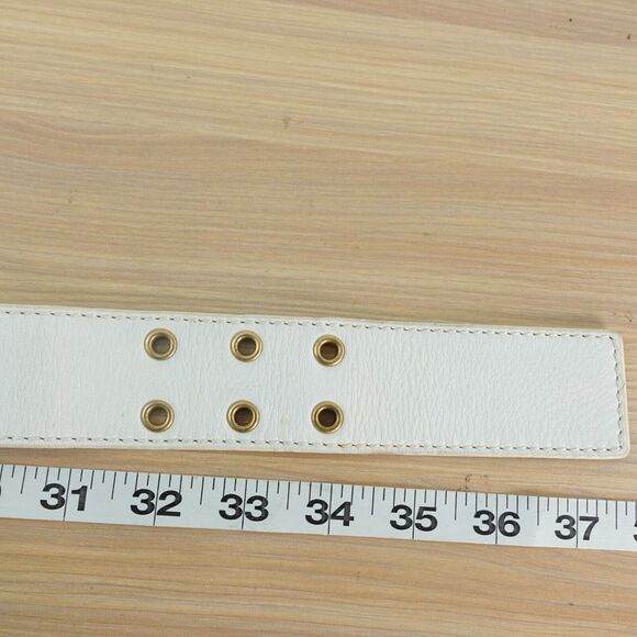 CELINE Belt 80 32 Small Western Equestrian Rugby Gold Buckle Logo RARE 2004 Y2K - Picture 7 of 16